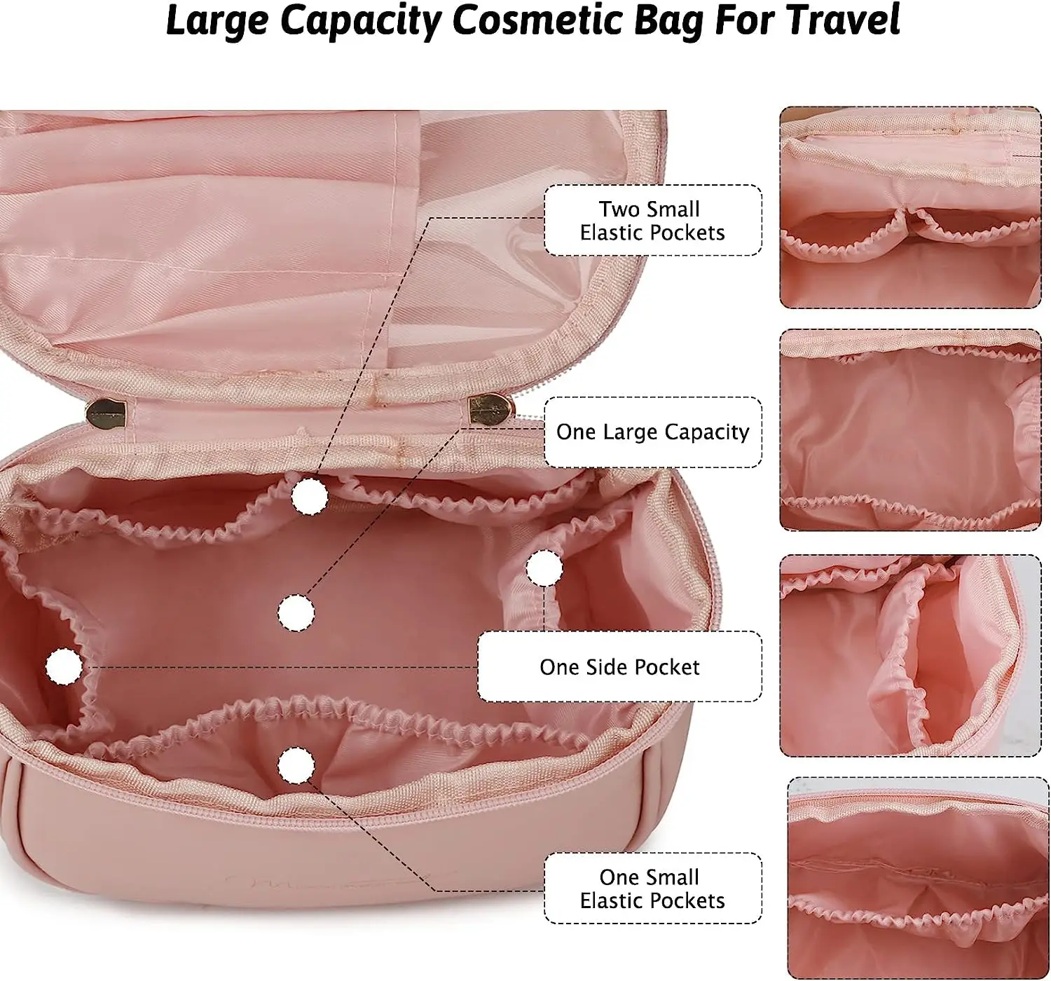 Large Capacity Cosmetic Travel Bag, Women's Makeup Travel Bag Portable Leather Cosmetics Bag, Makeup Storage Bags with Handle