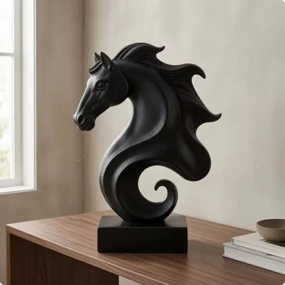 Cube Horse Head Sculpture, Collectible Horse Figure, Exclusive Art Indoor Home Decor, Polygonal Horse Resin Ornament