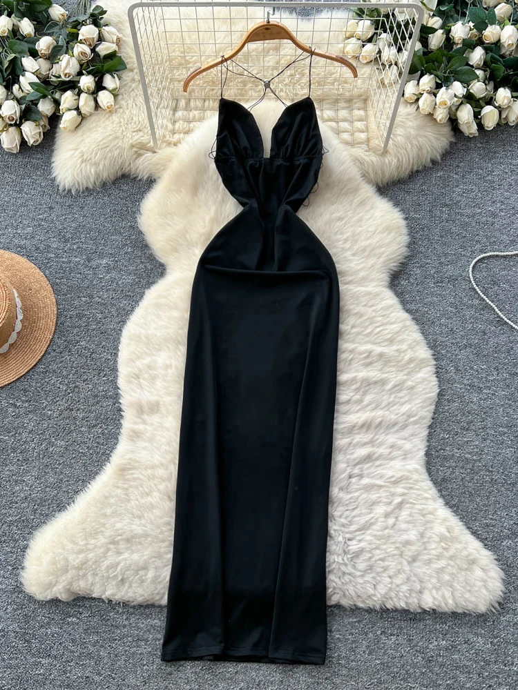 Sexy hangende ne-riem Dr ow borstomslag taille slim fit bal bla Dr hoge taille polyestervezel zomer Dr