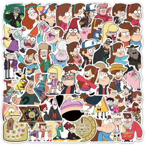 50Pcs Gravity Falls Stickers Cute Anime Decals For Skateboard Phone Luggage Laptop Fridge Kids Sticker