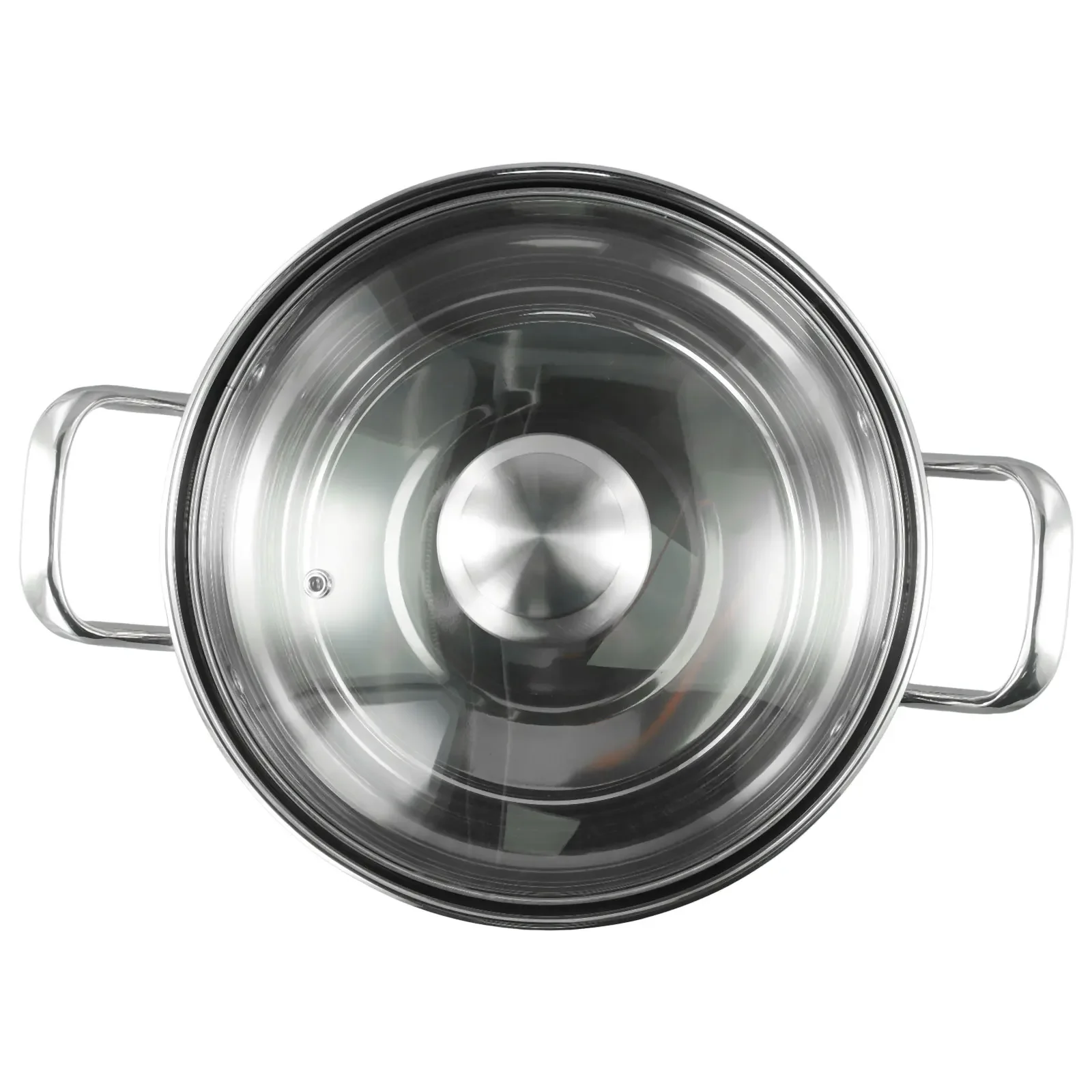 24CM Stainless Steel Induction Base Soup Kitchen Bar Kitchen Bar Cookware Steam Stew Soup Pot Prevent Overflow With Glass Lid