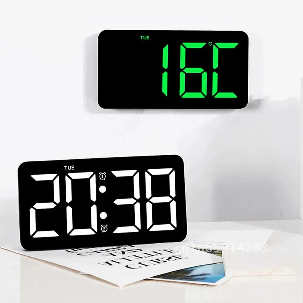 

10.5" LED Screen Digital Electronic Wall Clock Large Alarm Clock Table Living Decor Home Remote Room Bedroom with for Control