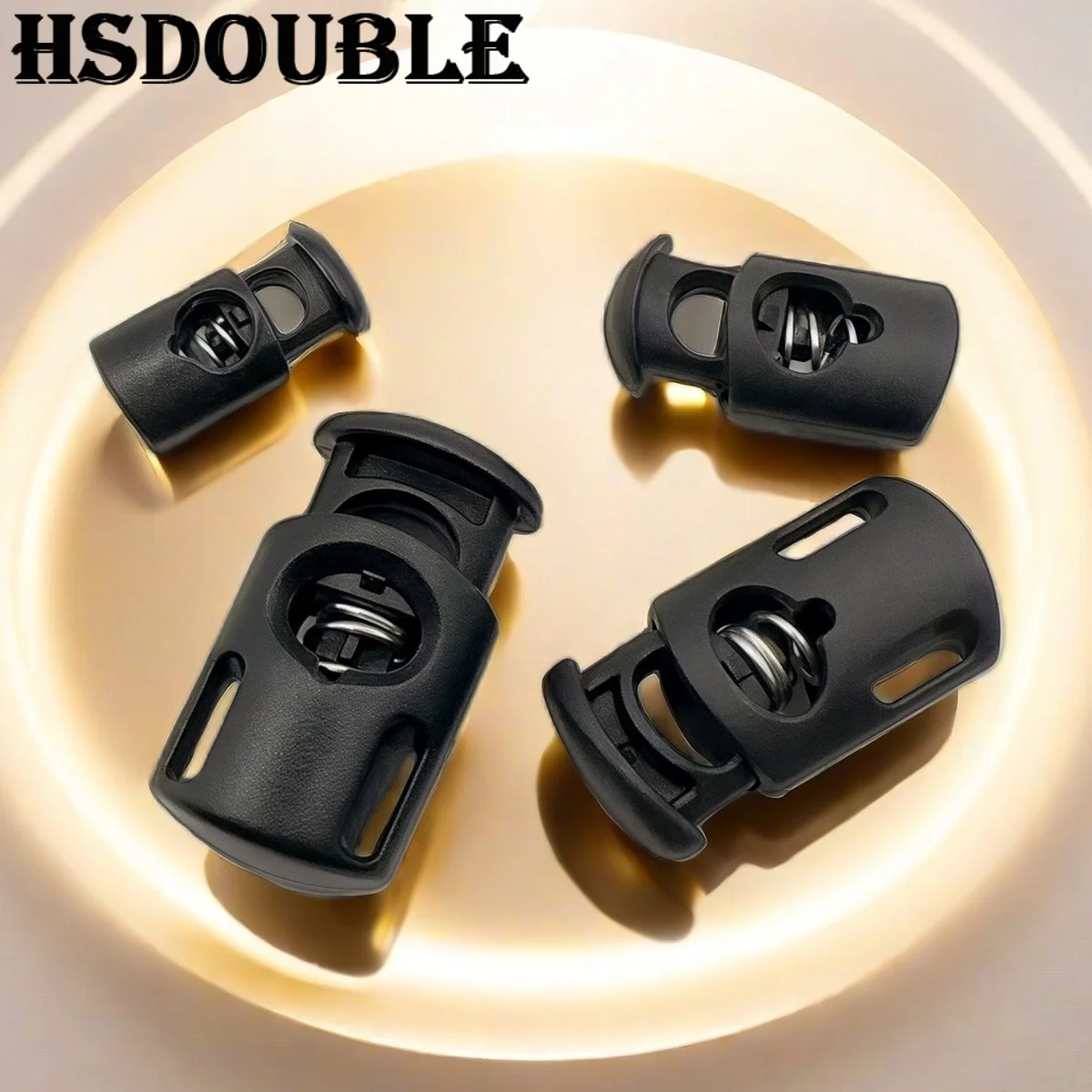 20 unidades/pacote preto único furo de plástico cabo bloqueio rolha mola alternar clipe para paracord cordão corda cadarço roupas