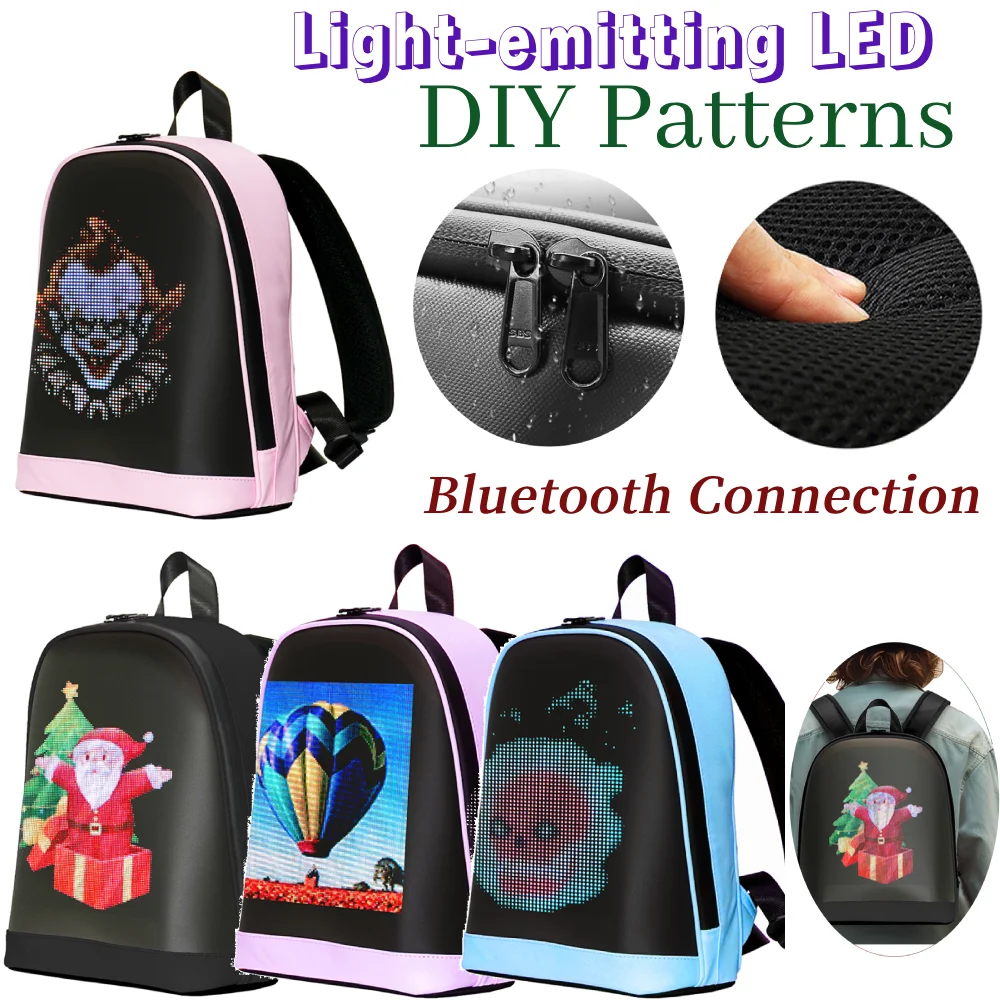 

DIY Patterns Light-emitting LED Bluetooth Connection Advertising Backpack APP Control Advertising Business Bag Pixel Screen Bag