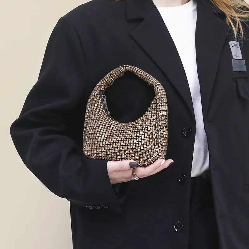 

Full Diamond Women's Diamond-encrusted Bucket Bag Dinner Rhinestone Chain Bag Portable Messenger Sac À Main Femme Luxe De Marque