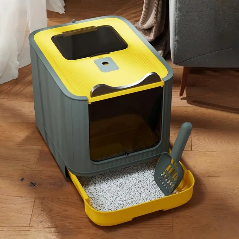 Fully enclosed cat ear drawer cat litter box sterilization and deodorization super large cat litter box