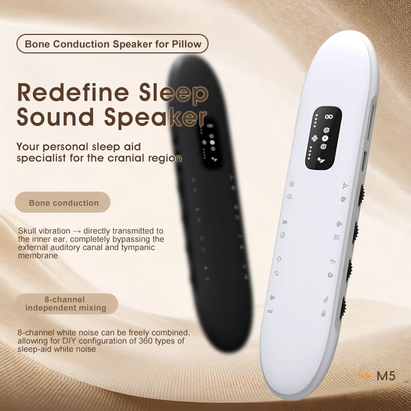 Under Pillow Speaker Bone Conduction Wireless Bluetooth Player White Noise Music Box Support TF Card Timing Off Sleeping Relax