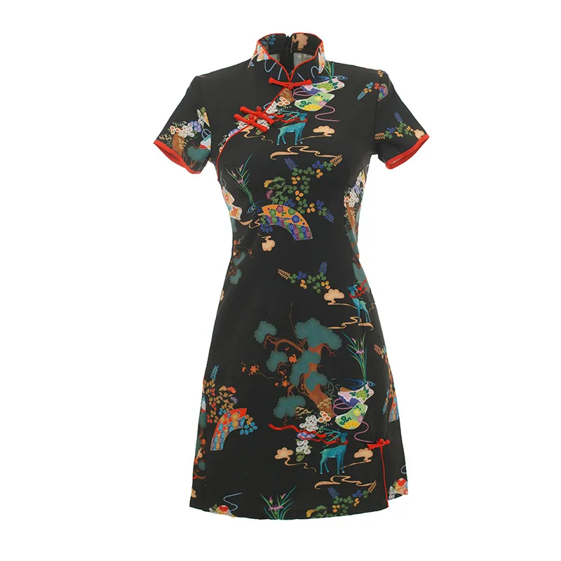 Chinese Dress for Girls Cheongsam A-line Dress Women Qipao Traditional Chinese Improved Cheongsam