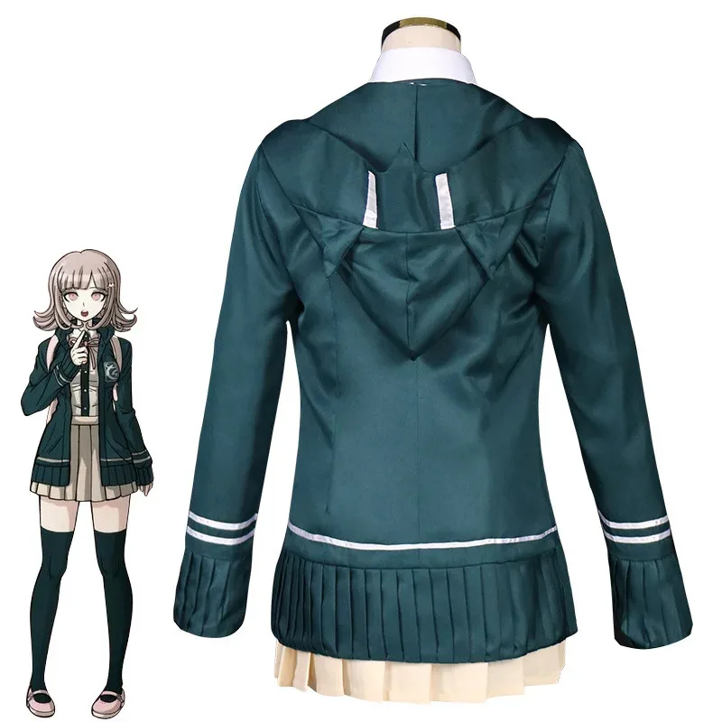 Lqanime nanami chiaki cosplay traje jaqueta de manga longa saia curta loli saia uniforme dos estudantes do ensino médio