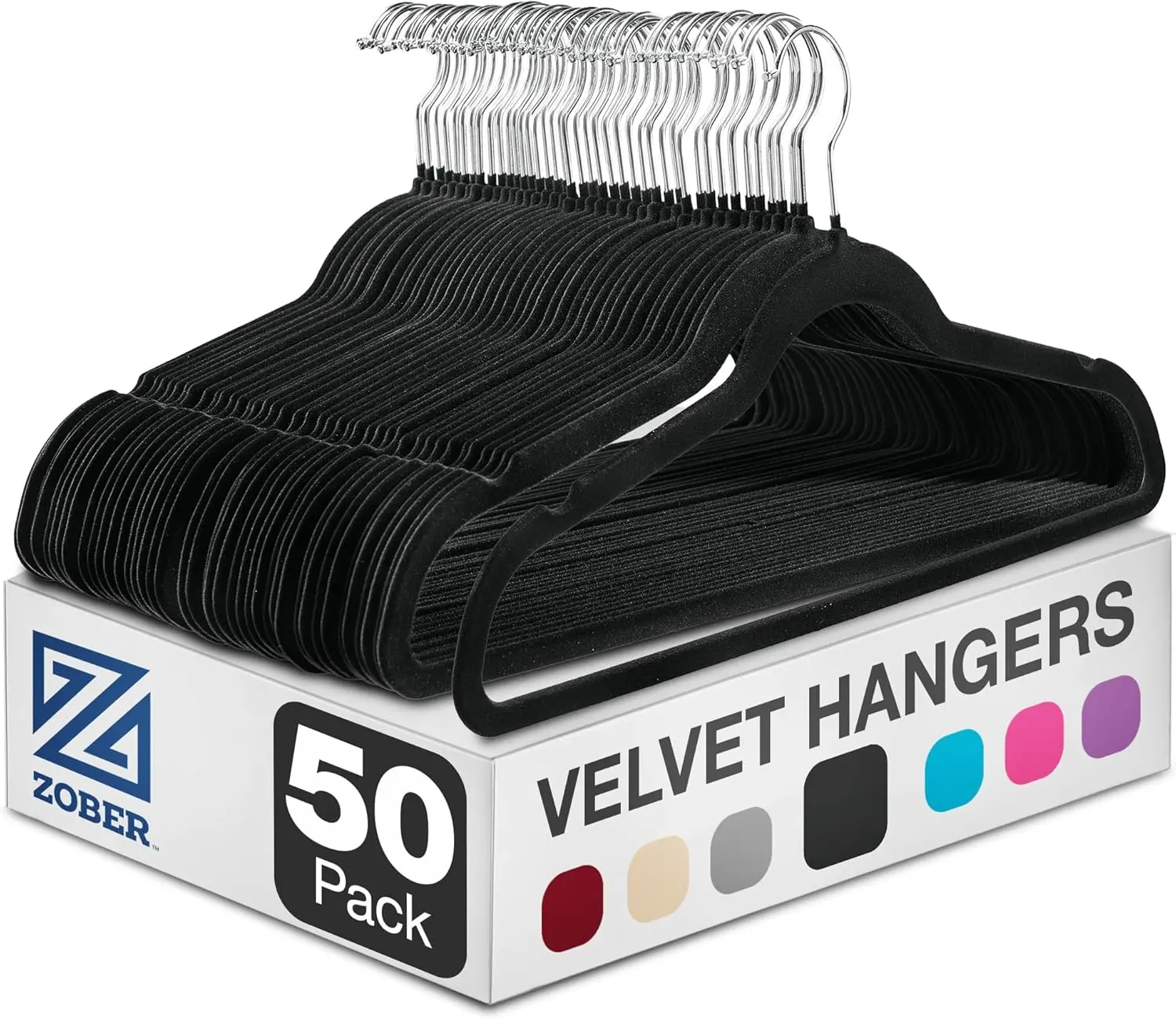 

Velvet Hangers 50 Pack - Non Slip Clothes Hangers with 360° Swivel Hooks, Strong Felt Hangers for Coats, Pants & Dresses, Space