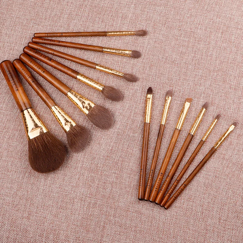 MyDestiny -13 Pcs Brown Makeup Brush Set Made of High Quality Soft Animal and Synthetic Hair Include Face and Eye Brush