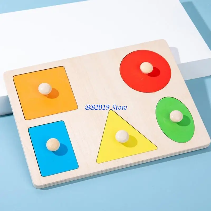 Q0KB Houten bord Geometrische vorm Sorteren Wiskundepuzzel Kleurrijk voorschools leren Educatief spelspeelgoed