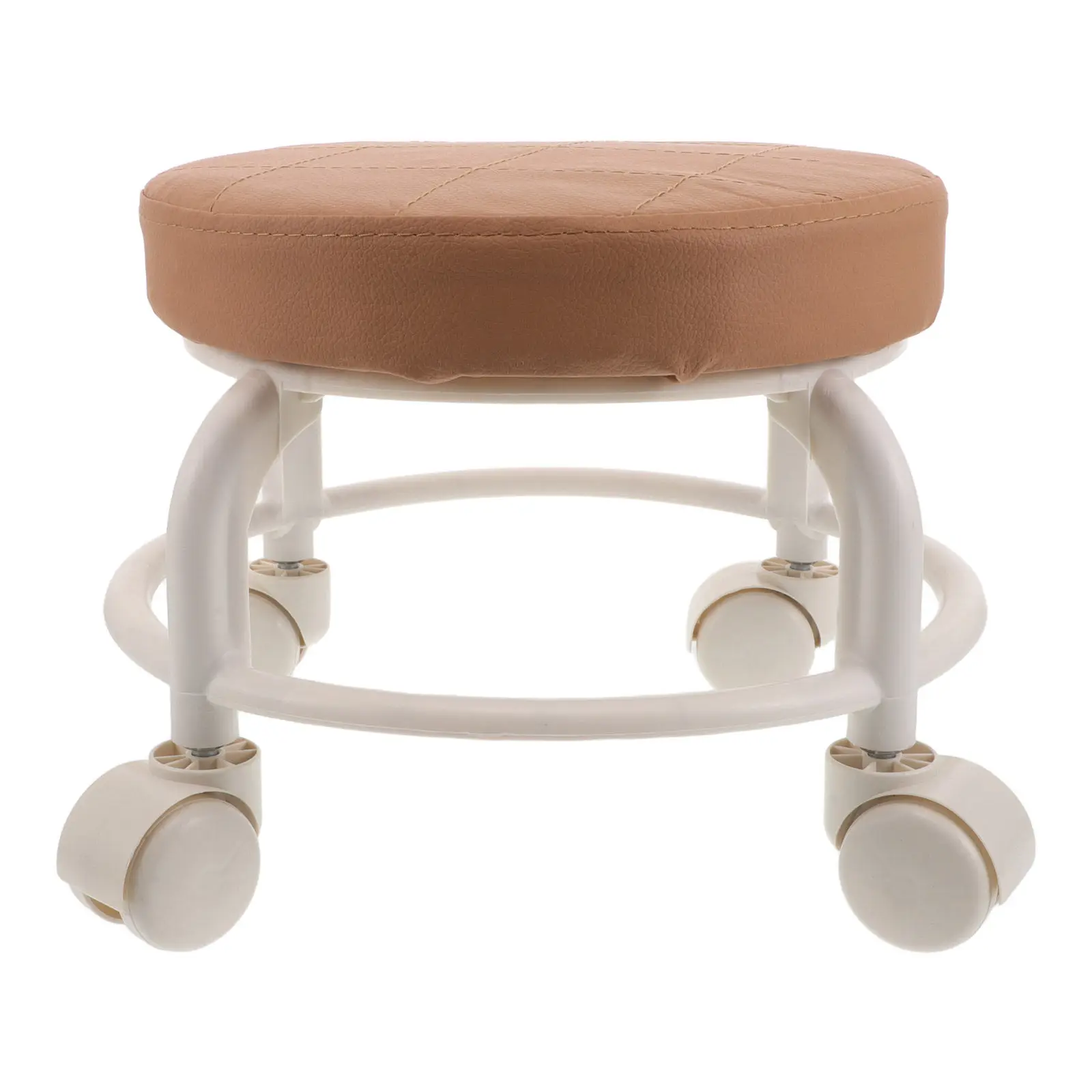 Rolling Stool for Spa Beauty Salon Home Office Garage Low Round Swivel Seat PU Rolling Footrest Heavy Duty Stool