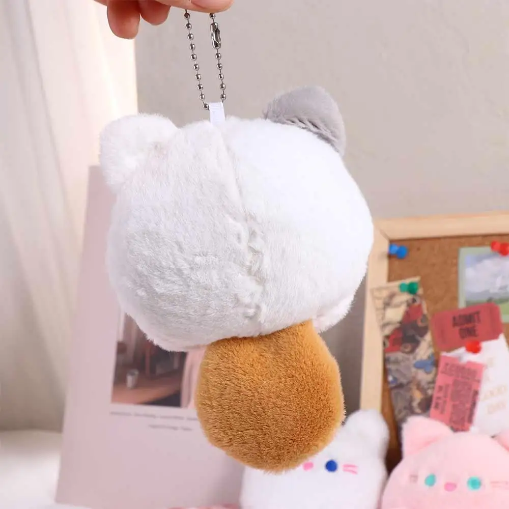 LLavero de gato de peluche que chirla con sonido, llavero de gato de peluche con chirrido, colgante de muñeco de gato de peluche de estilo coreano de dibujos animados