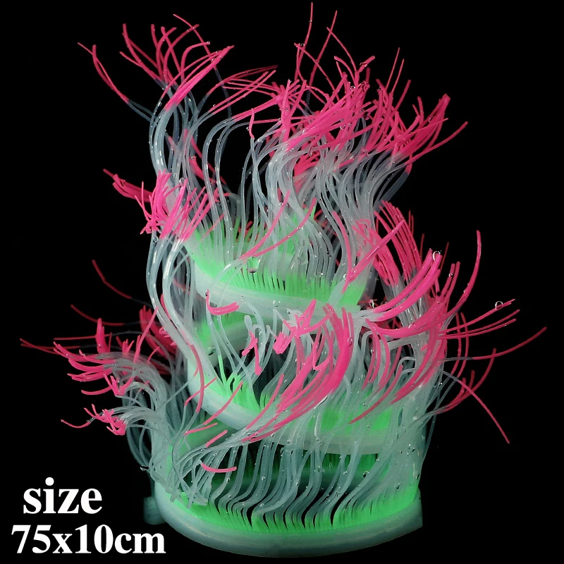 Underwater World Aquarium Sea Anemone Decoration Artificial Fluorescent Emulation Silicone Plant Fish Tank Ornament  Accessories