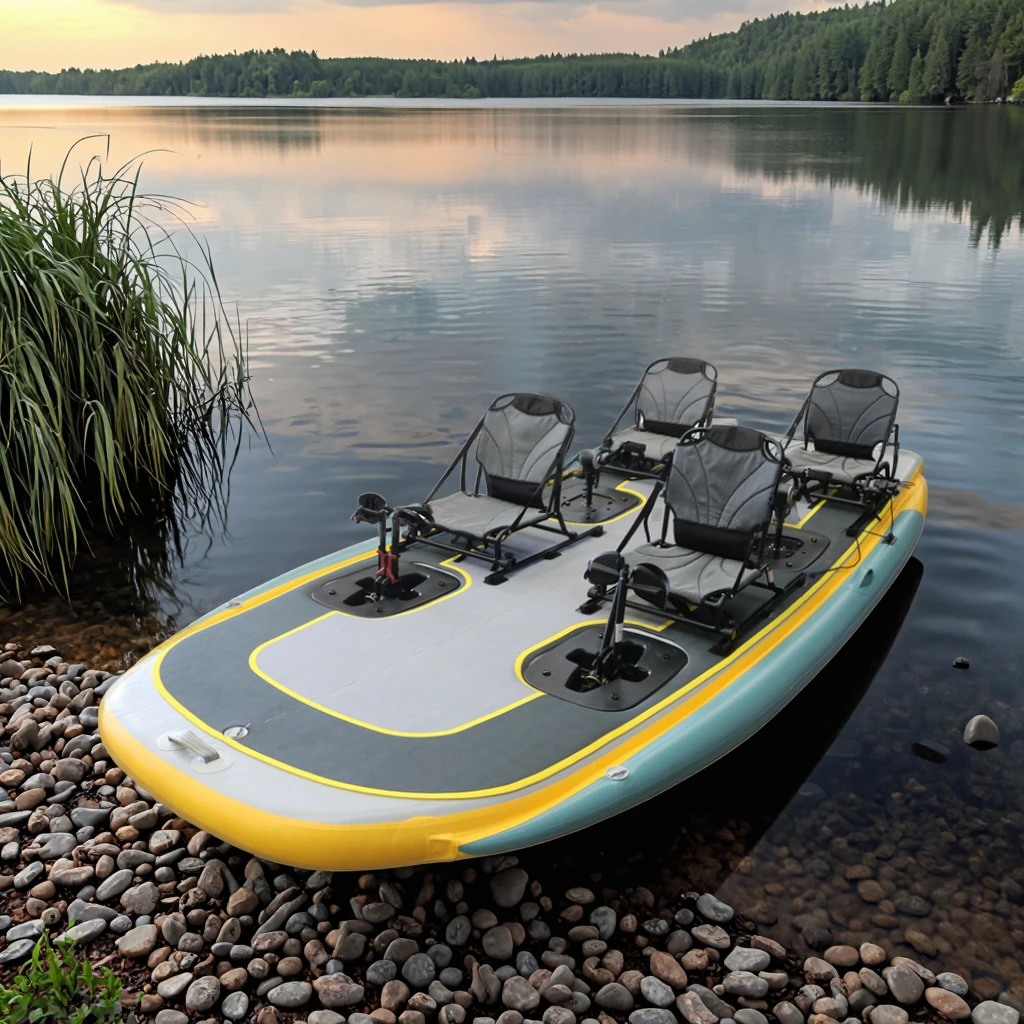 

VicKing 4-Person Folding Dropstitch PVC Inflatable Kayak Water Recreation Boat with Engine Rudder for Lake and Sea Drifting