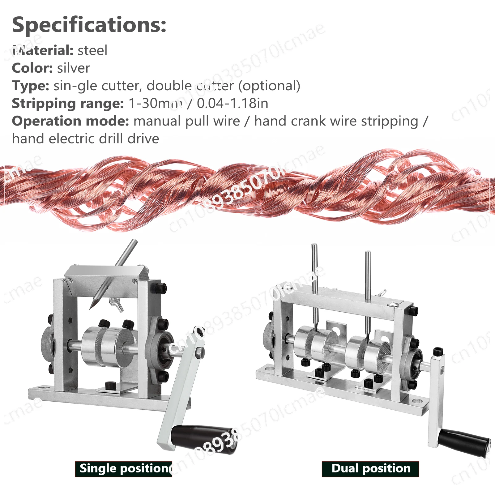 Manual Cable Stripping Machine, Electric Drill, Dual-purpose Wire Stripper, Cutting Pliers for 1-30mm Wire Stripping Machine