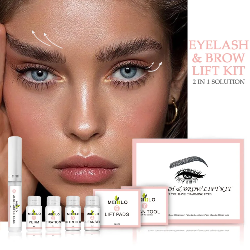 

New Professional Eyelash and Brow Lift Kit 2 in 1 Eyelash and Brow Enhancer Styling Semi-Permanent Keratin Cold Perm Curl Kit