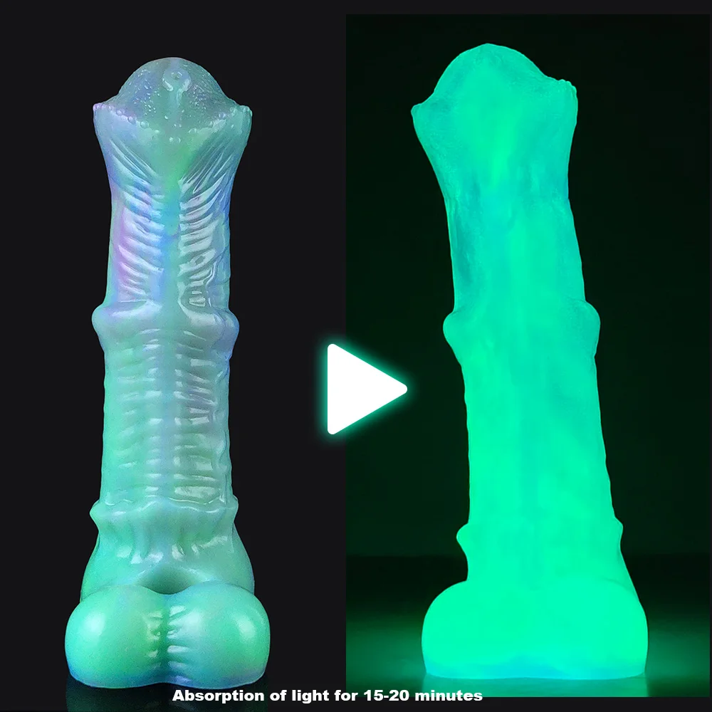 YOCY Monster Horse Penis Sleeve Soft Silicone Cock  Sheath Glowing In the Dark Sex Toy For Couples G- Spot Thick Ring Massager