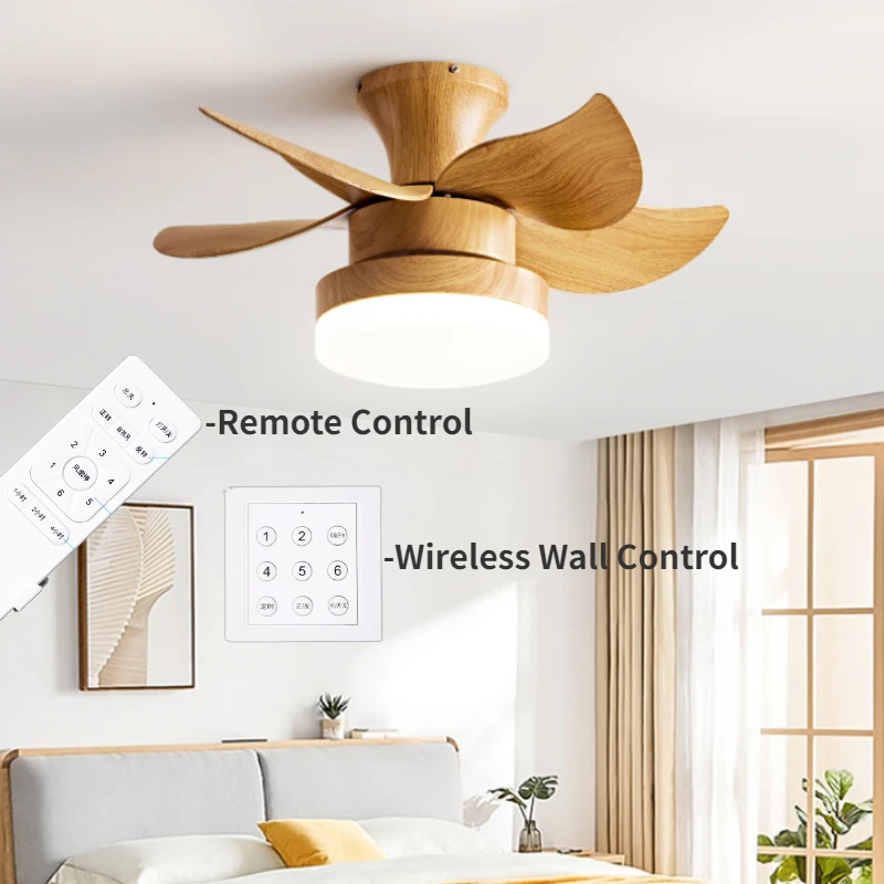 Smart Fan Light Ceiling Macarons Five Leaf Ceiling Fan Light Remote Control Children's Bedroom Restaurant Nordic Fans Lights