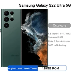 Samsung-teléfono inteligente Galaxy S22 Ultra, 5G, S908U1, 128GB, Android, Snapdragon 8, ocho núcleos, 6,8 pulgadas, 108MP y 40MP, 8GB/12GB RAM