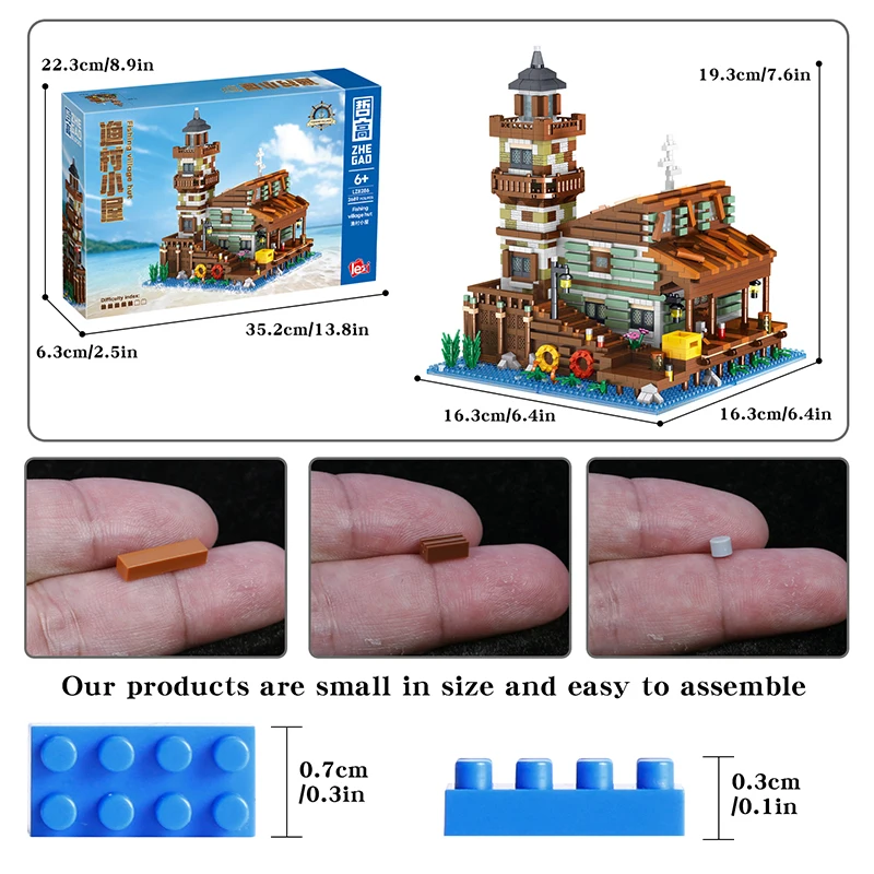 2689PCS Fishing Village House Building Blocks Micro Bricks Wood Cabin assemblare Set di giocattoli architettonici regalo per bambini bambini