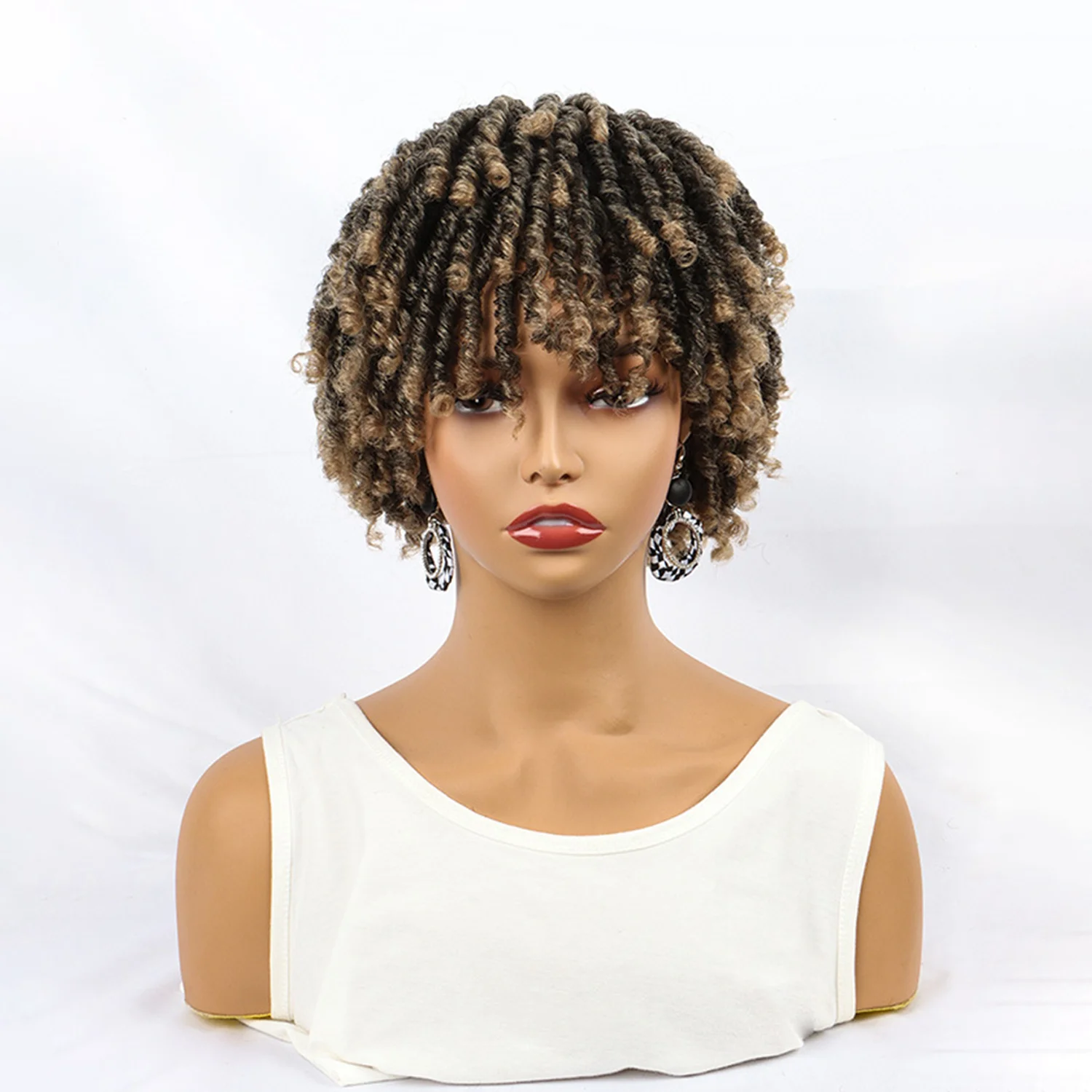 6 Inch Afro Dreadlock Hair Toppers Hair Pieces Synthetic Kinky Curly Wig One Piece Dreads Toupee Clip Hair for Women And Men