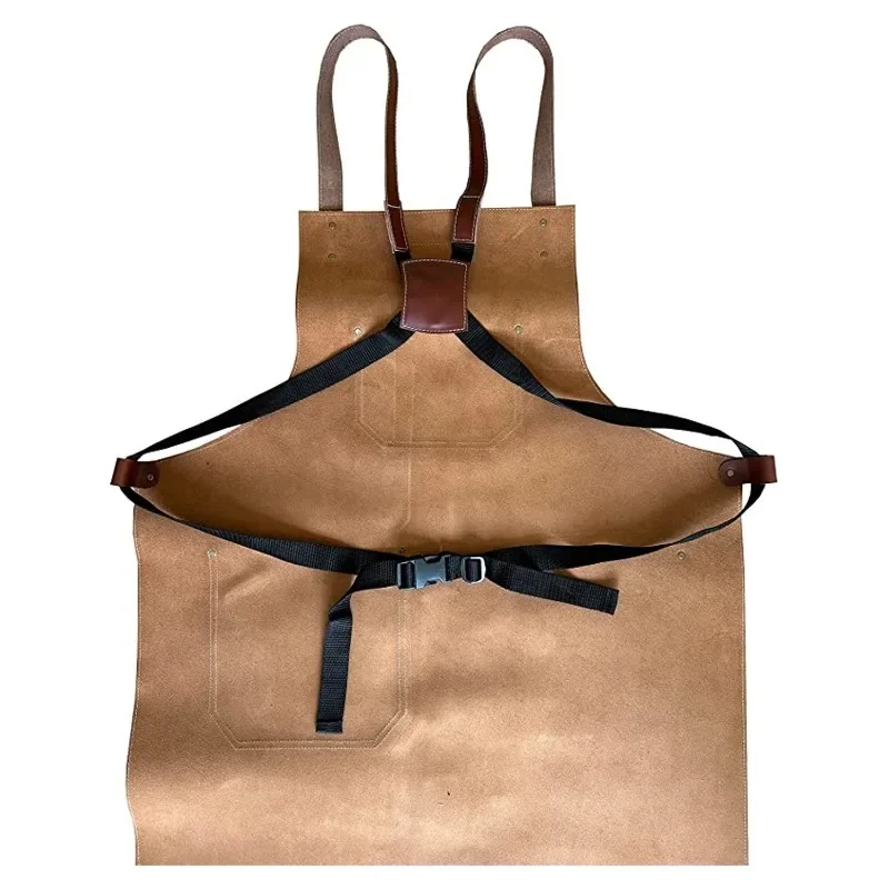 Apron Leather Cowhide Professional Clothing Brown Color Working Apron household cleaning tools & accessories