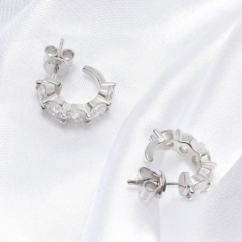 FCGJHW 3/4mm D Color Full Moissanite Hoop Earrings for Women Quality Jewelry 100% 925 Sterling Silver Original Design 2026