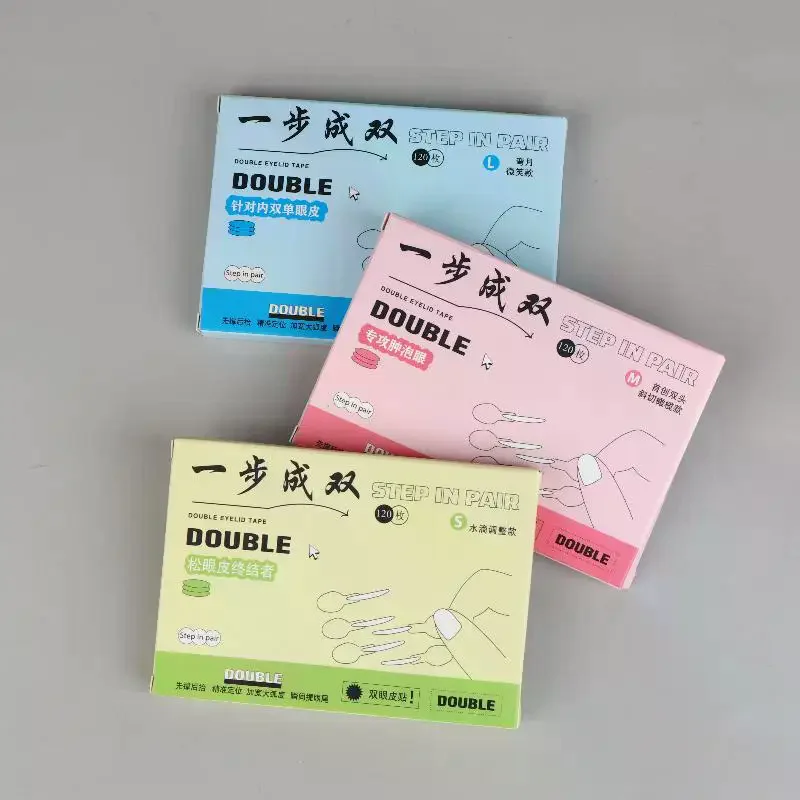 120pcs Invisible Double Eyelid Stickers -Waterproof Natura Long Lasting With Tool Transparent Eyelid Stickers 1pc Y-Fork Tweezer
