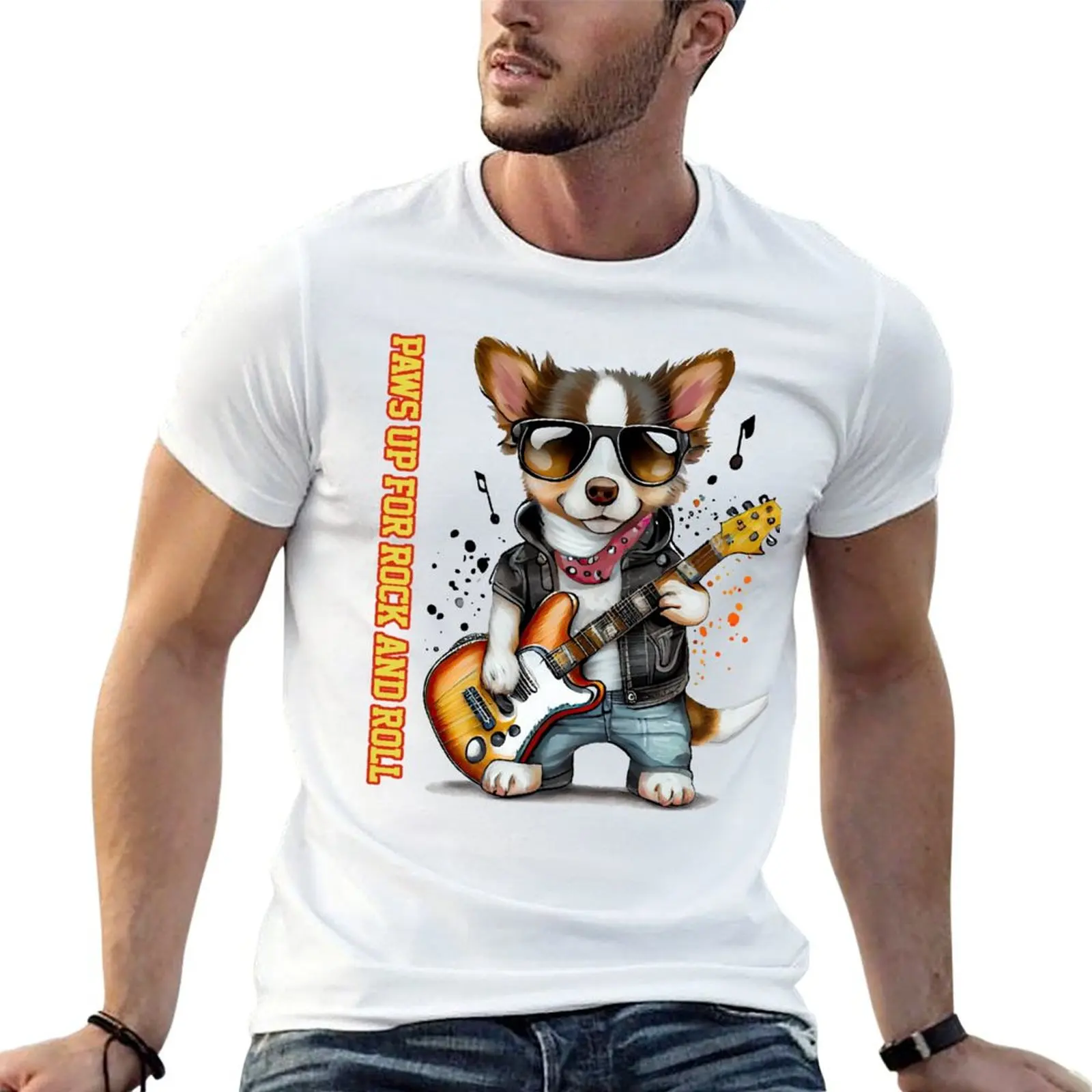 

2 version guitar dog shirt his shirts T-Shirt - playing personalised t mens Rocker t graphic