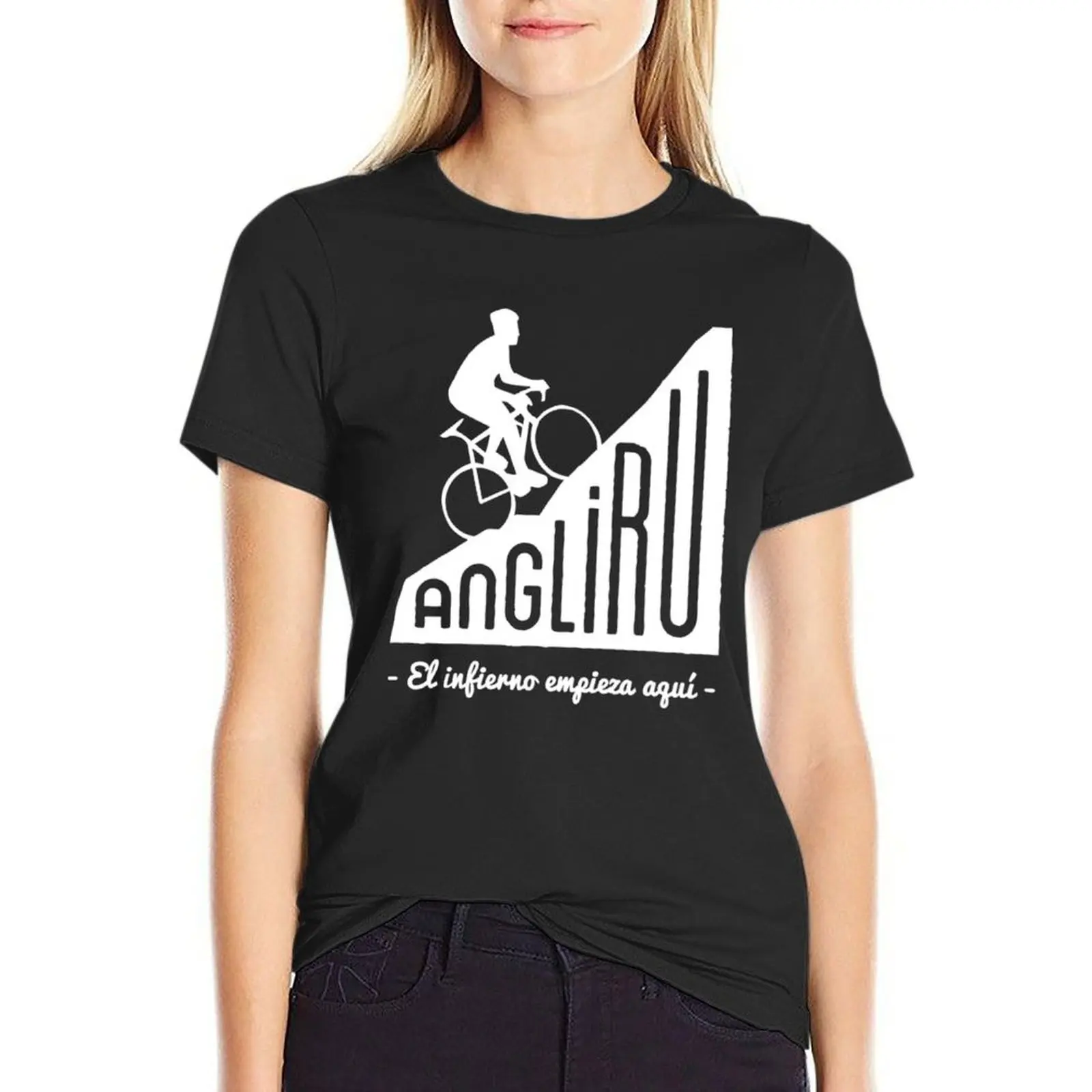 

Angliru climb _quot_El infierno empieza aquí_quot_ cycling Vuelta Espaa T-Shirt Female clothing graphics t shirt dress Women