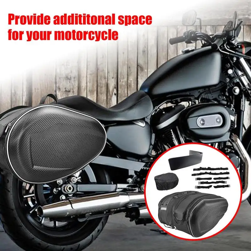 Motorcycle Side Bag PU Leather Expandable Motorcycle Luggage Bag Side Tool Bags Waterproof 2PCS Motorcycle Panniers Bags