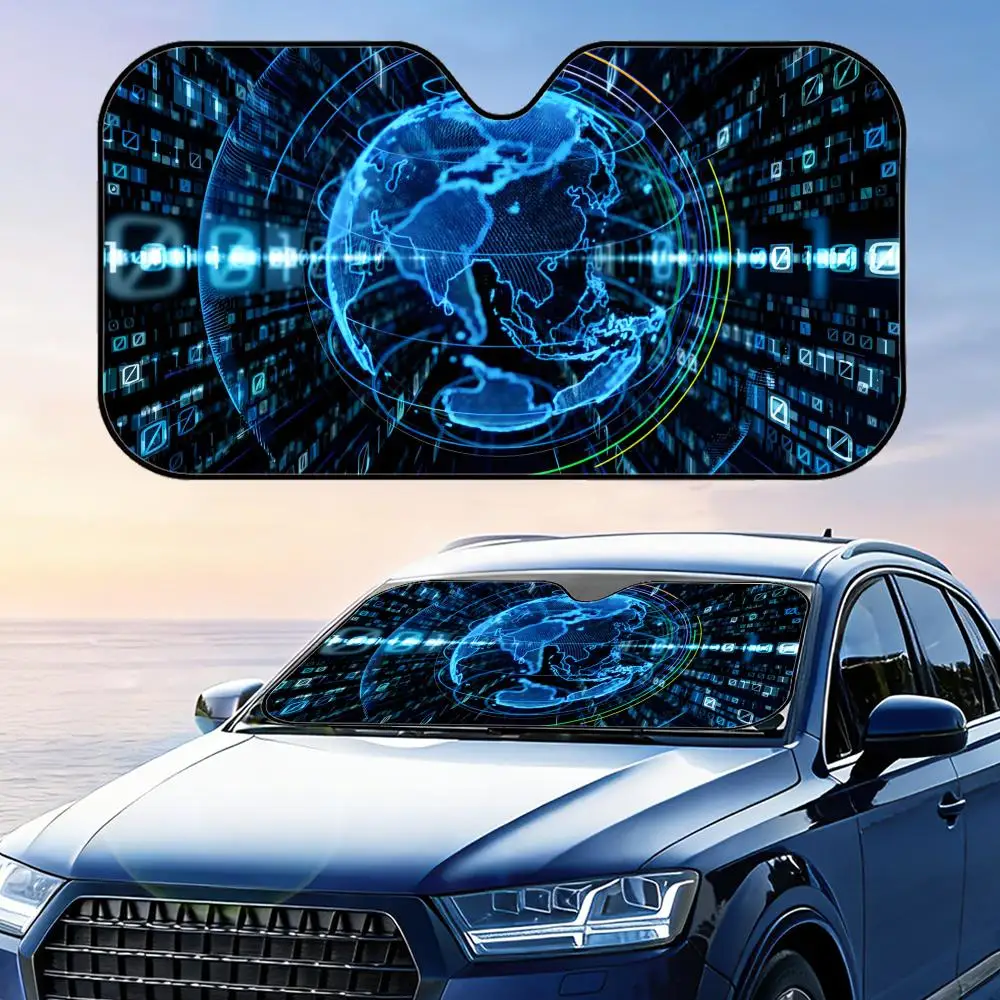 

Digital Globe Sun Visor Reusable Aluminum Foil Windshield UV Protection Heat Insulation Cover Sun Visor Shade