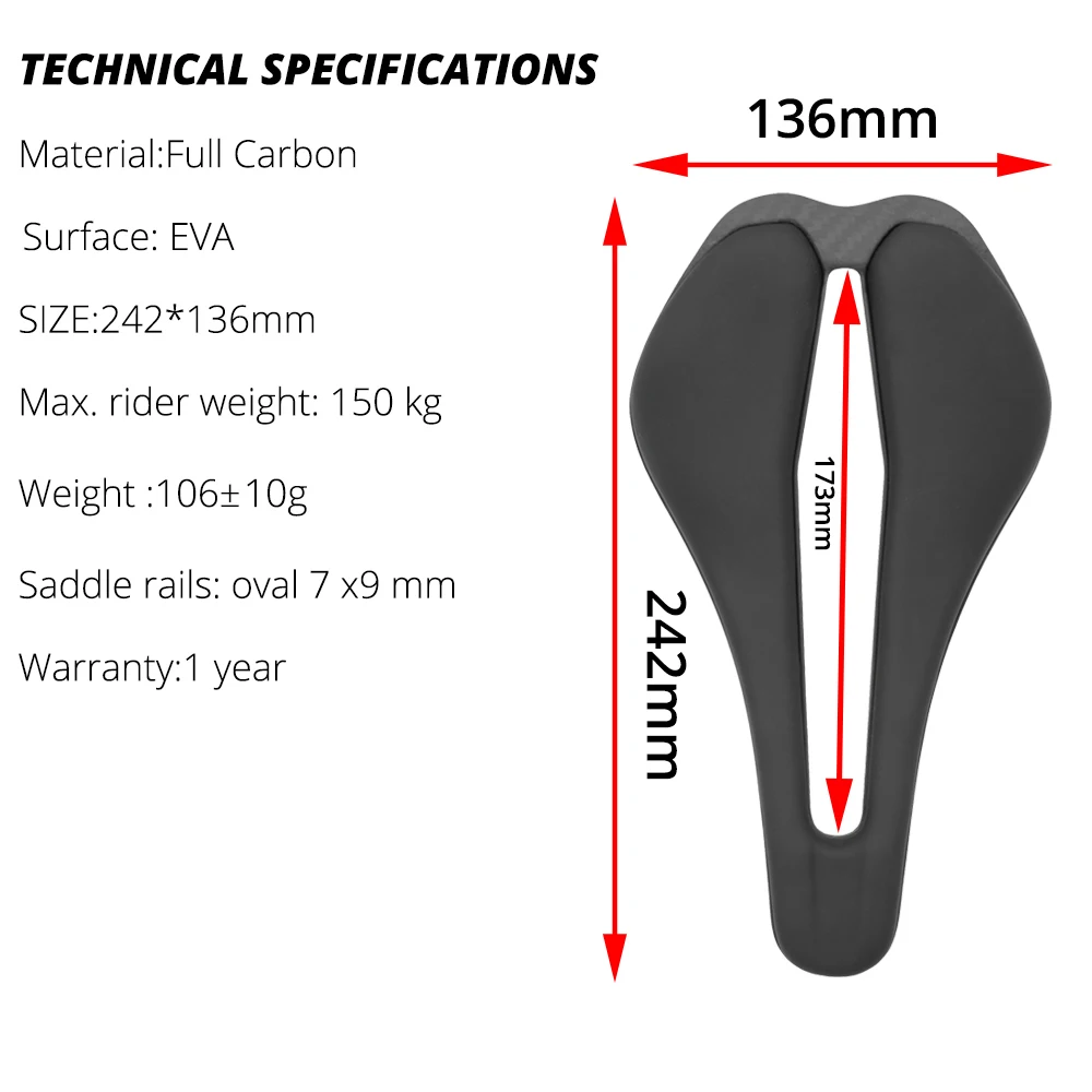 3D-gedruckter Waben-Fahrradsattel, hohl, bequem, atmungsaktiv, Vollcarbon-Schale, MTB/Straßenrennrad, Fahrradsitz, 136 x 242 mm – Detail 7