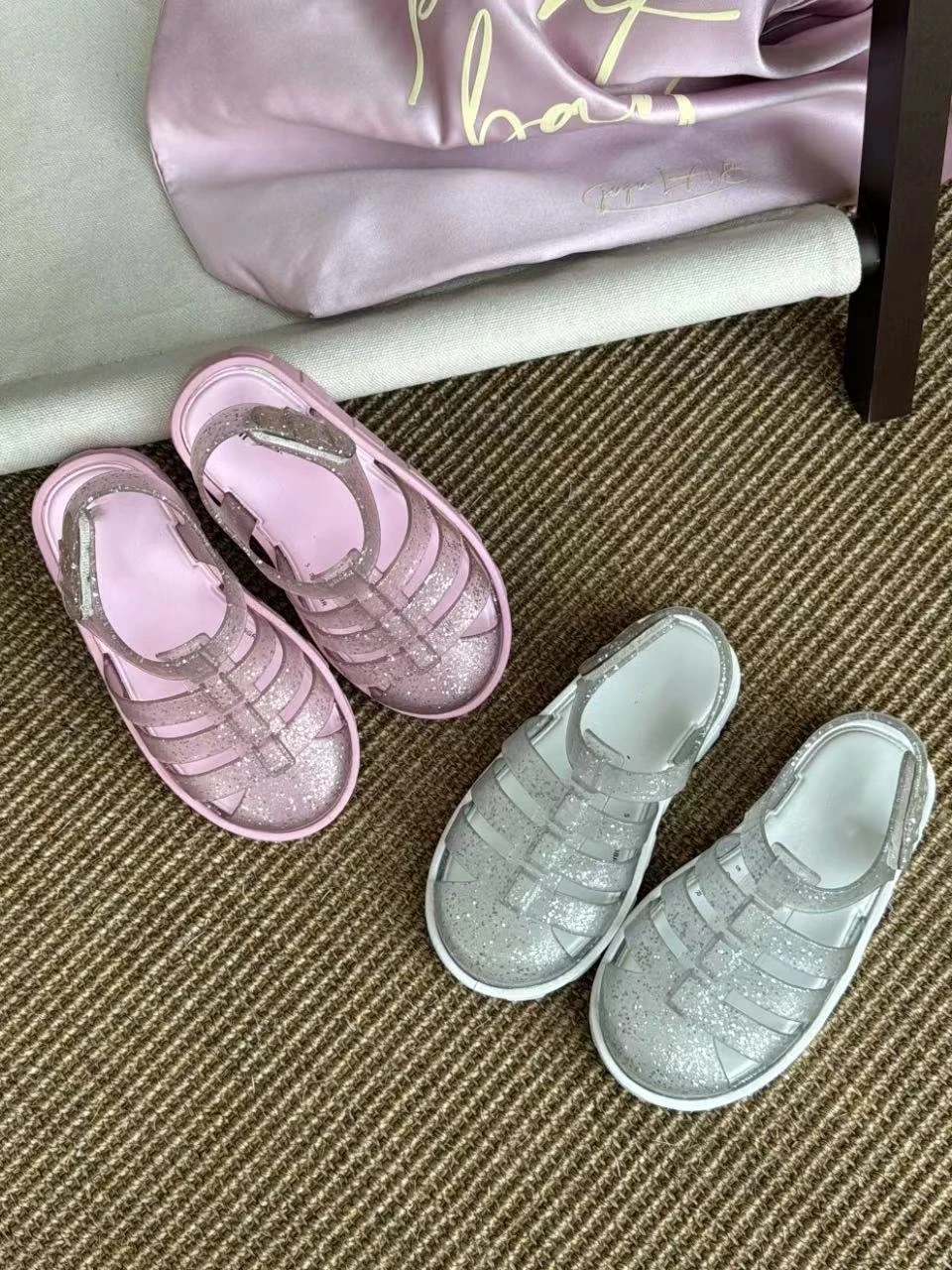 Summer Children's Woven Roman Sandals Fashion Toddlers Baotou Retro Beach Shoes Boys Girls Soft soled Non-slip Jelly Shoes