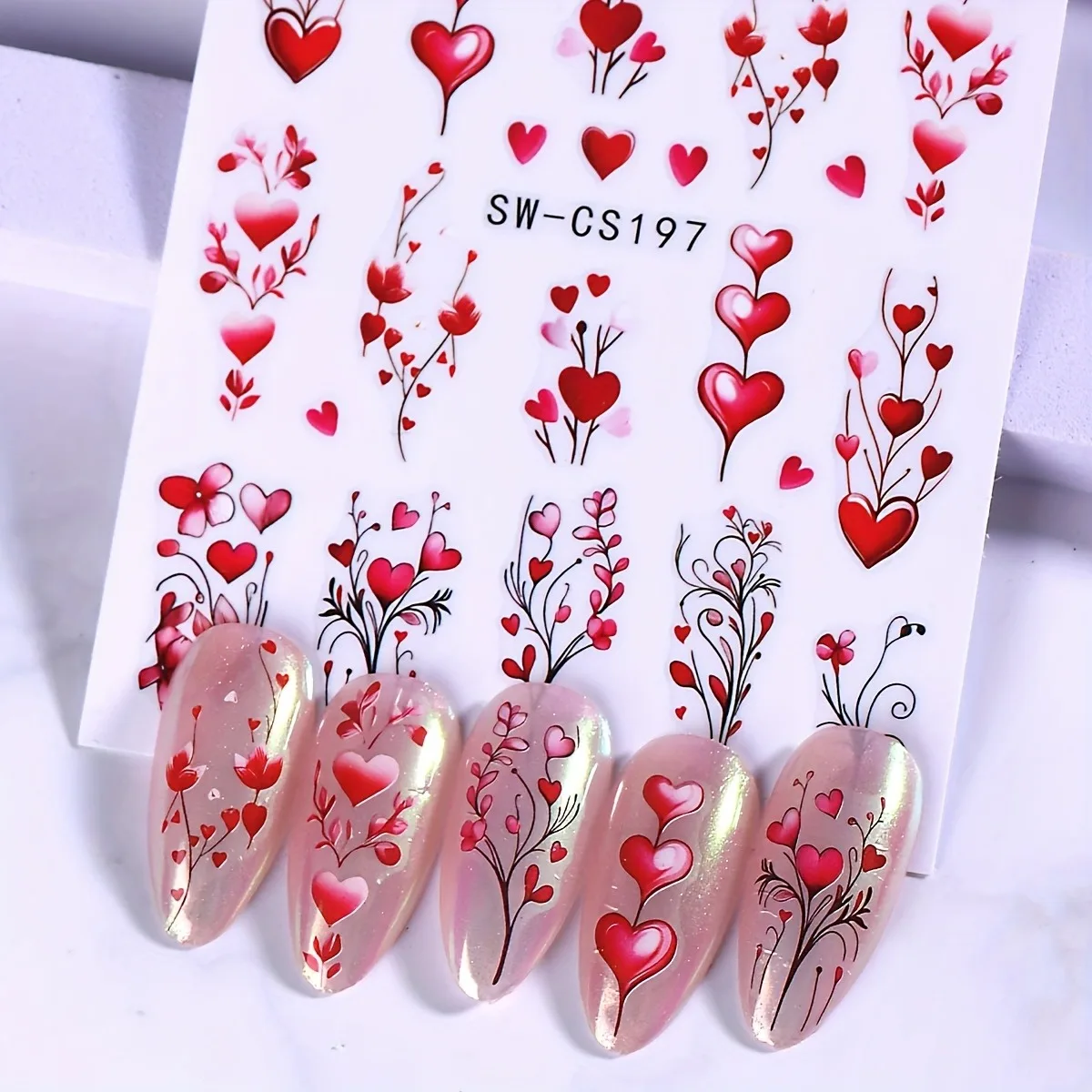 قطعتان من ملصقات أظافر زهرة الحب لعيد الحب، سهلة الاستخدام لتزيين الأظافر بنفسك والهدايا وتصفيف مكياج الحفلات والزفاف #4