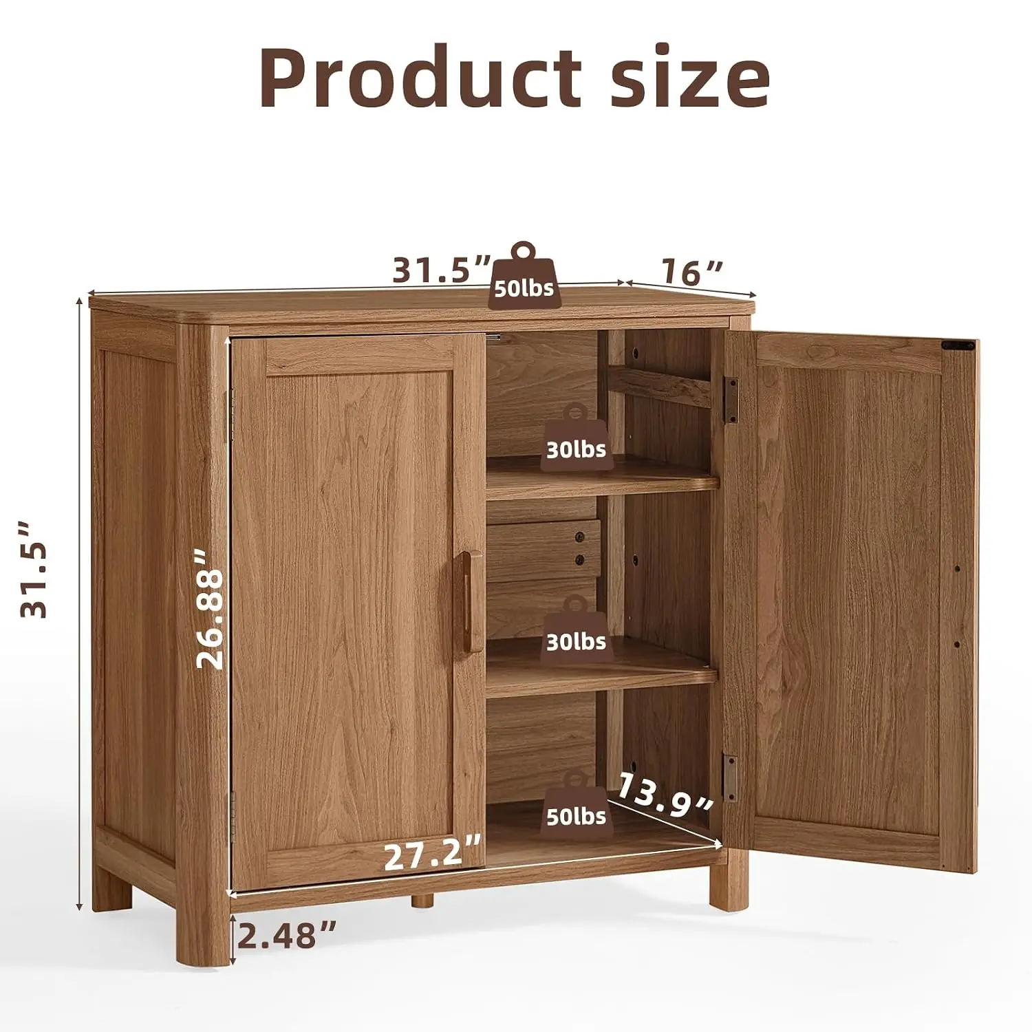 Arc-Shaped Sideboard Buffet Cabinet with Storage 31.5