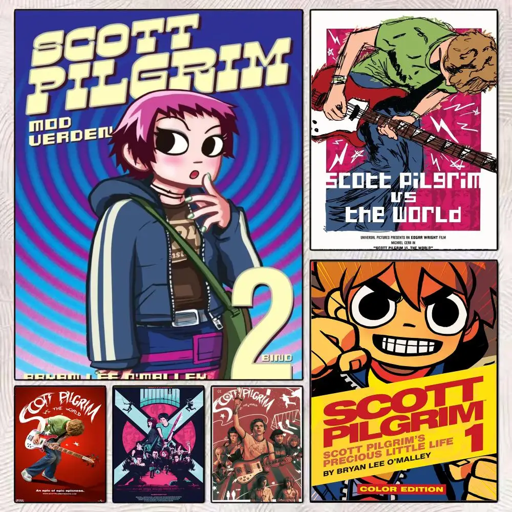 

Movie S-Scott Pilgrim VS The World Poster HD Art Mural Wallart Waterproof Vintage Print Decor for Home Decoration DIY Durable