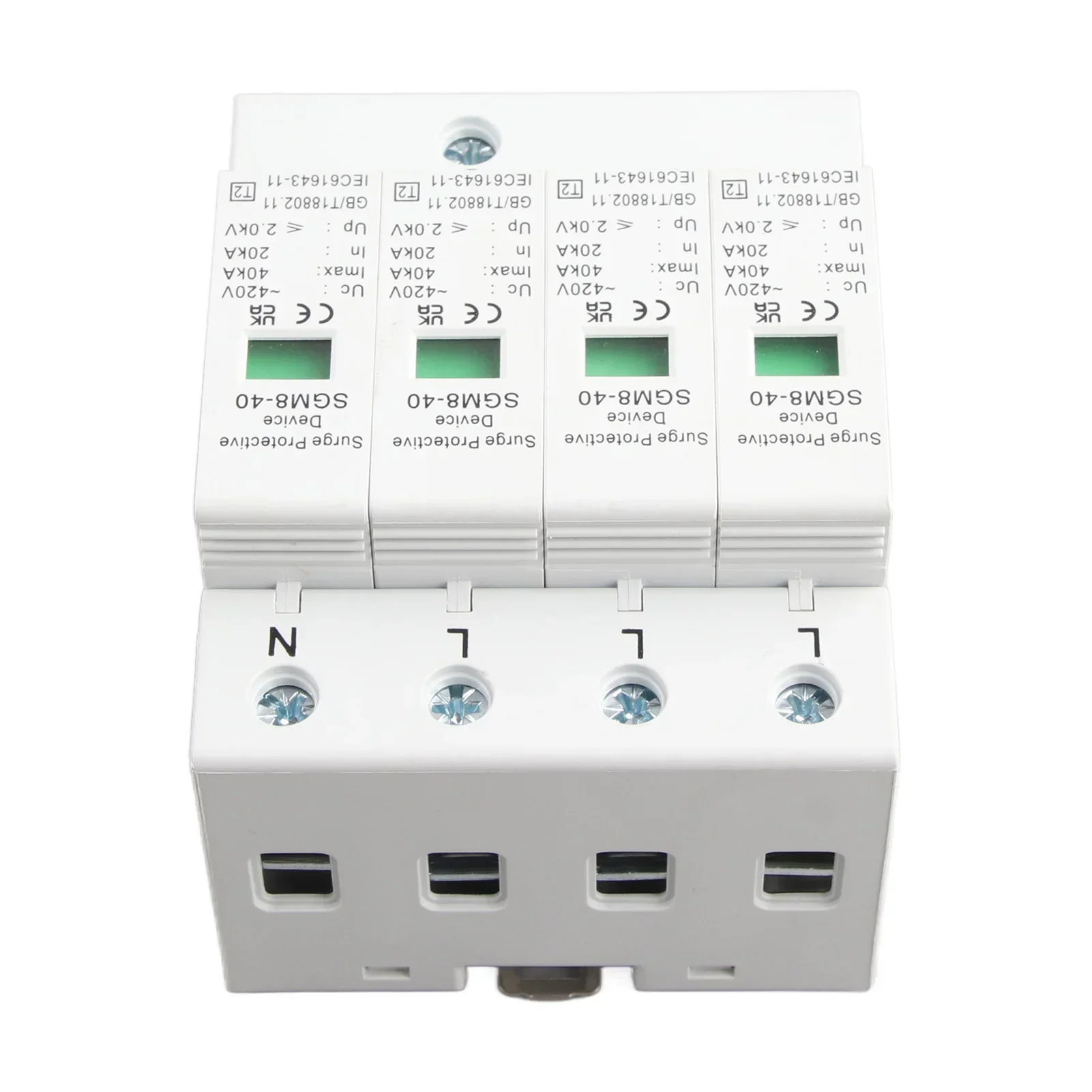 4P 20KA-40KA House Surge Din Rail جهاز صواعق الحماية من الجهد المنخفض لحماية الرعد