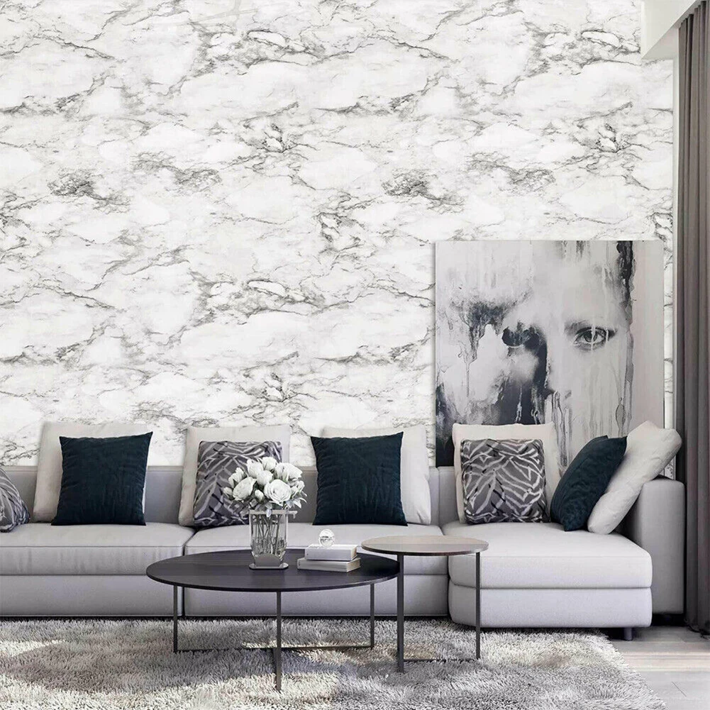 Contact Paper Marble Wall Sticker Wall Sticker White Bookcases Moisture Resistant Covering Cabinets Multi Usage