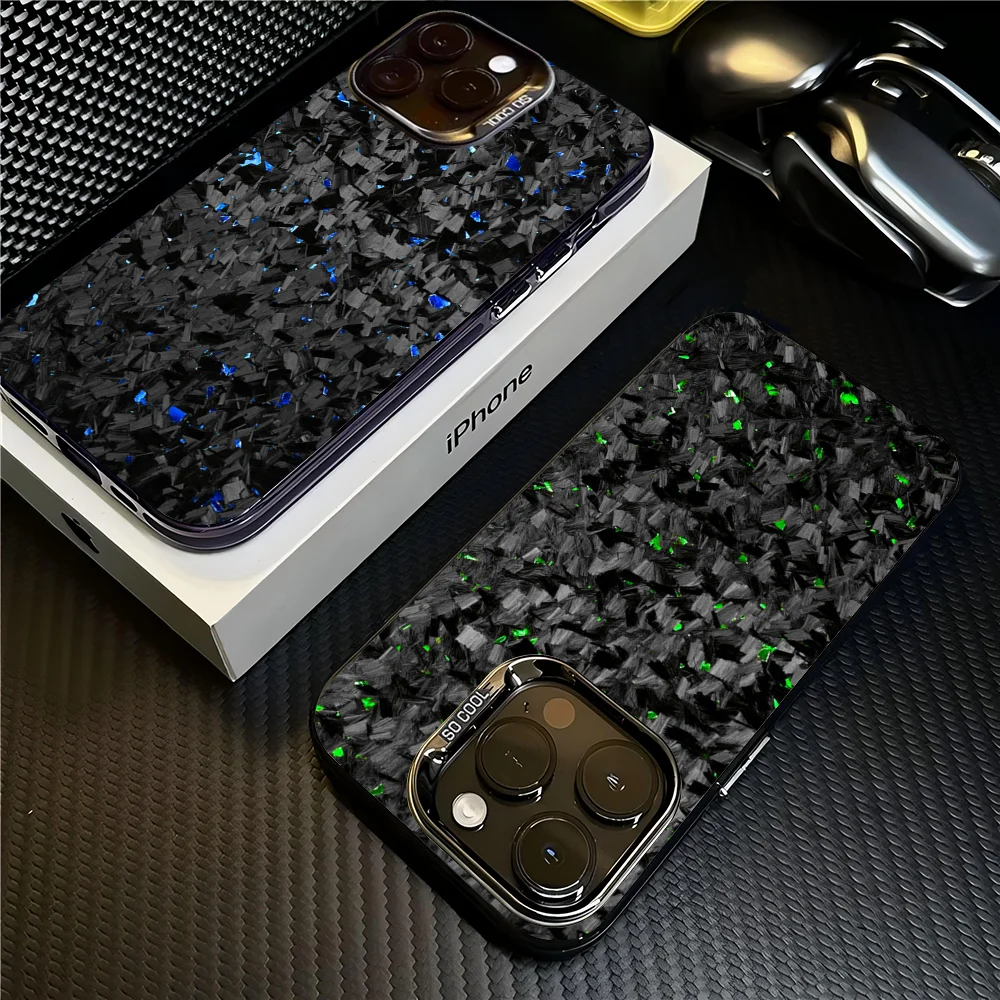 

Carbon Fiber For iPhone 11 12 13 14 15 16 17 Pro Max Plus Colorful Black Matte Phone Cover