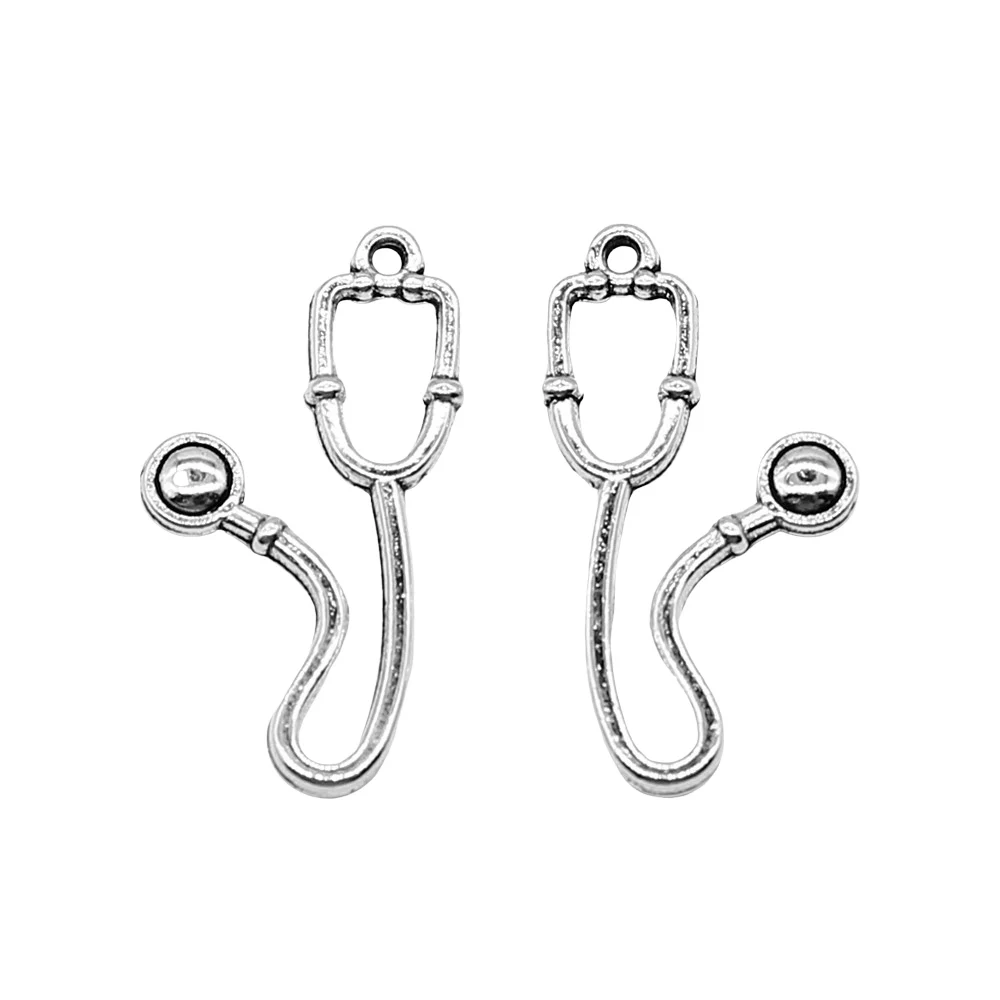 WYSIWYG 10pcs Charms Stethoscope 15x28mm Antique Silver Color Pendant Stethoscope Charms For Jewelry Making Jewelry Findings