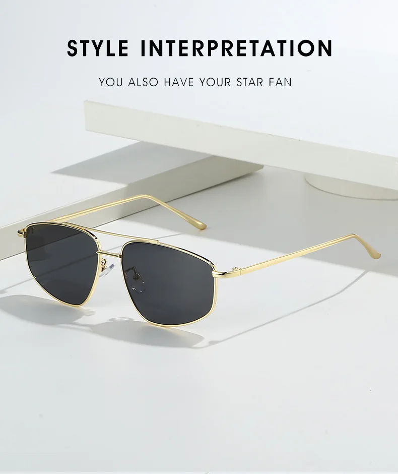 Männer Sonnenbrille Metall Rahmen Quadrat Sonnenbrille Pilot Punk frauen Gläser UV400 Outdoor Fahren Angeln Augenschutz Sonnenbrille – Detail 2