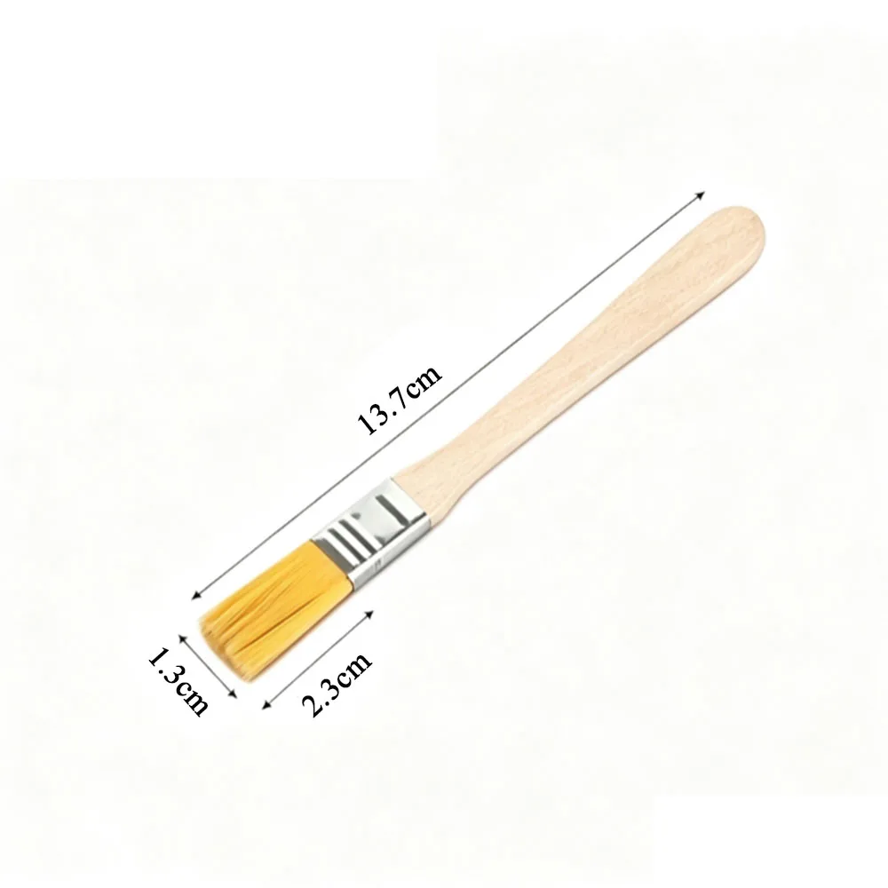 2Pcs Yellow Nylon Flat Paint Brushes, Solid Wood Handle, For Dust Cleaning, Student Art Painting, Oil Acrylic Craft Paintbrush