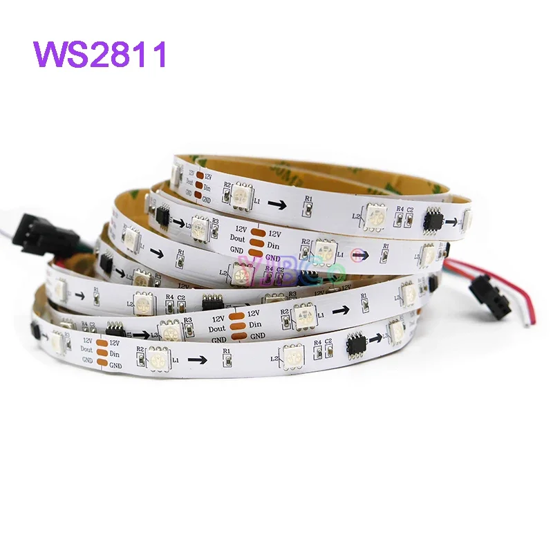 

12V 5m WS2811 addressable 5050 RGB LED Strip 30/48/60/72leds/m Smart pixel Light Bar IP30/65/67 External IC flexible lamp Tape