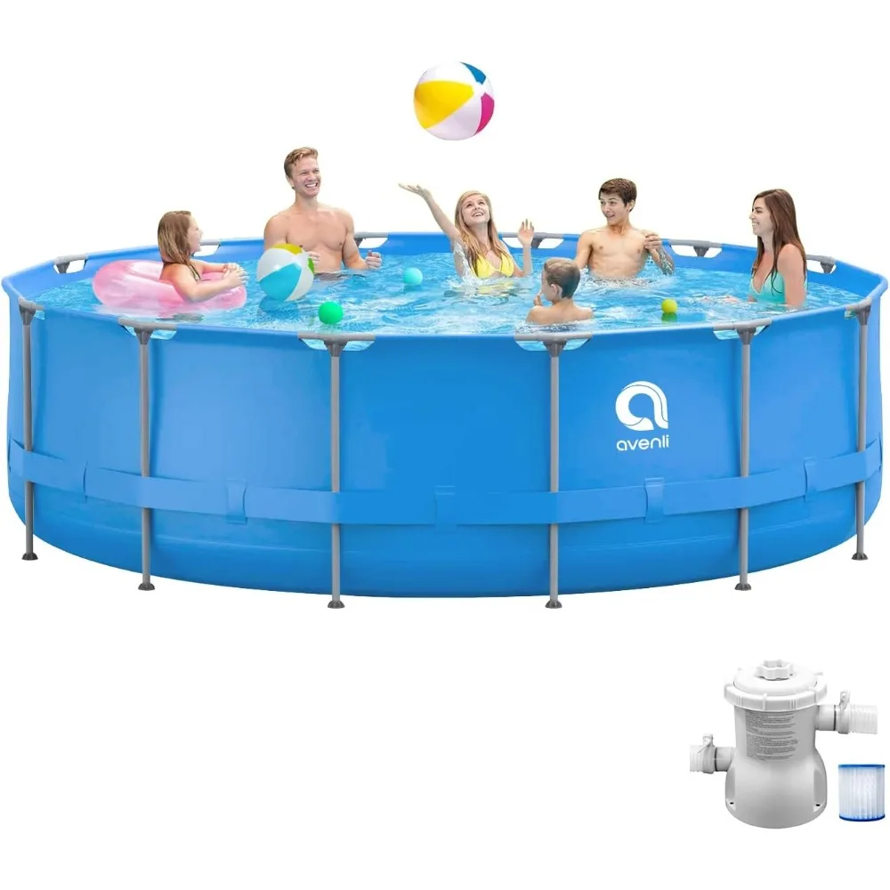 

Metal Frame Swimming Pool, Ground Pool, Outdoor Family Size Round Pool Include 530gal Filter Pump,Summer Water Play