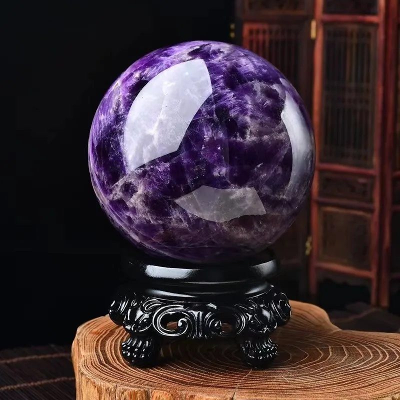 1PC Natural Dream Amethyst Ball Polished Massage Sphere Ball Reiki Healing Room Decor Crystal Crafts Stone Globe Souvenirs