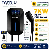 Chargeur mural TAYNIU 7KW pour véhicule électrique, type 2, 32A, monophasé, contrôle par application, station de recharge pour véhicule électrique, câble de recharge de 5 m, chargeur de niveau 2 1