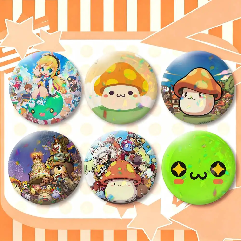 Cute M-Maplestory Game  25mm 32mm 44mm 58mm 75mm Brooches Badges Pins for Accessories Gift
